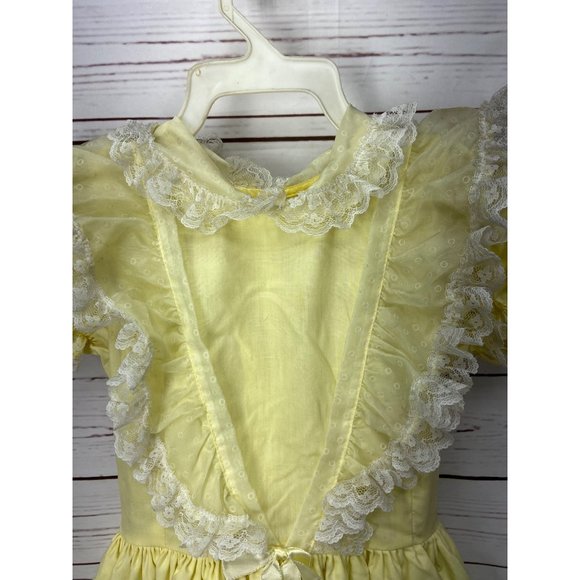 Vintage Better Made by Betty Oden Heirloom Yellow 6 Ruffle Lace Tulle Pageant Dr - Picture 7 of 11